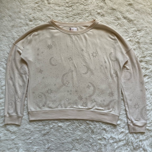 Beach Riot Sweater Moon and Stars Studded Embellished Long Sleeve Cream L - Picture 2 of 12